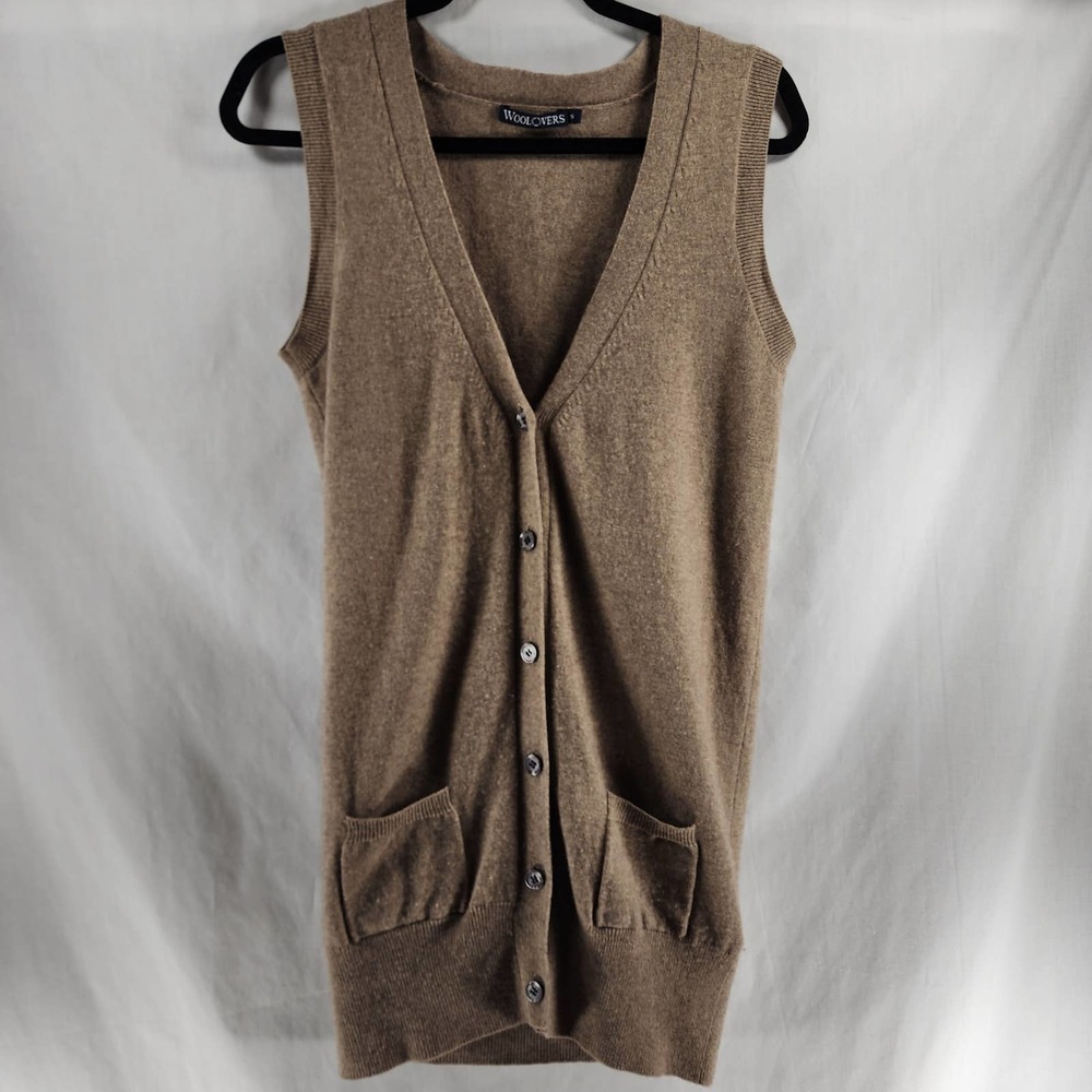 Wool Lovers Size Small Merino Wool Cashmere Sleeveless Sweater Tunic Vest Tan